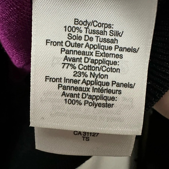 DKNY Black Silk Cardigan Purple Lace Inlay Front Button Up Size Medium - Picture 6 of 6